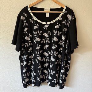 Alfred Dunner Black White Short Sleeve Top Size 3X‎
